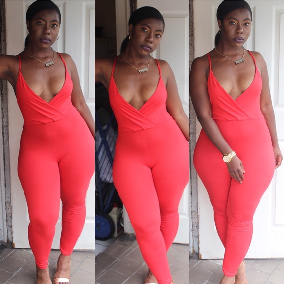 Red Cami Jumpsuit - Picture 2 of 4